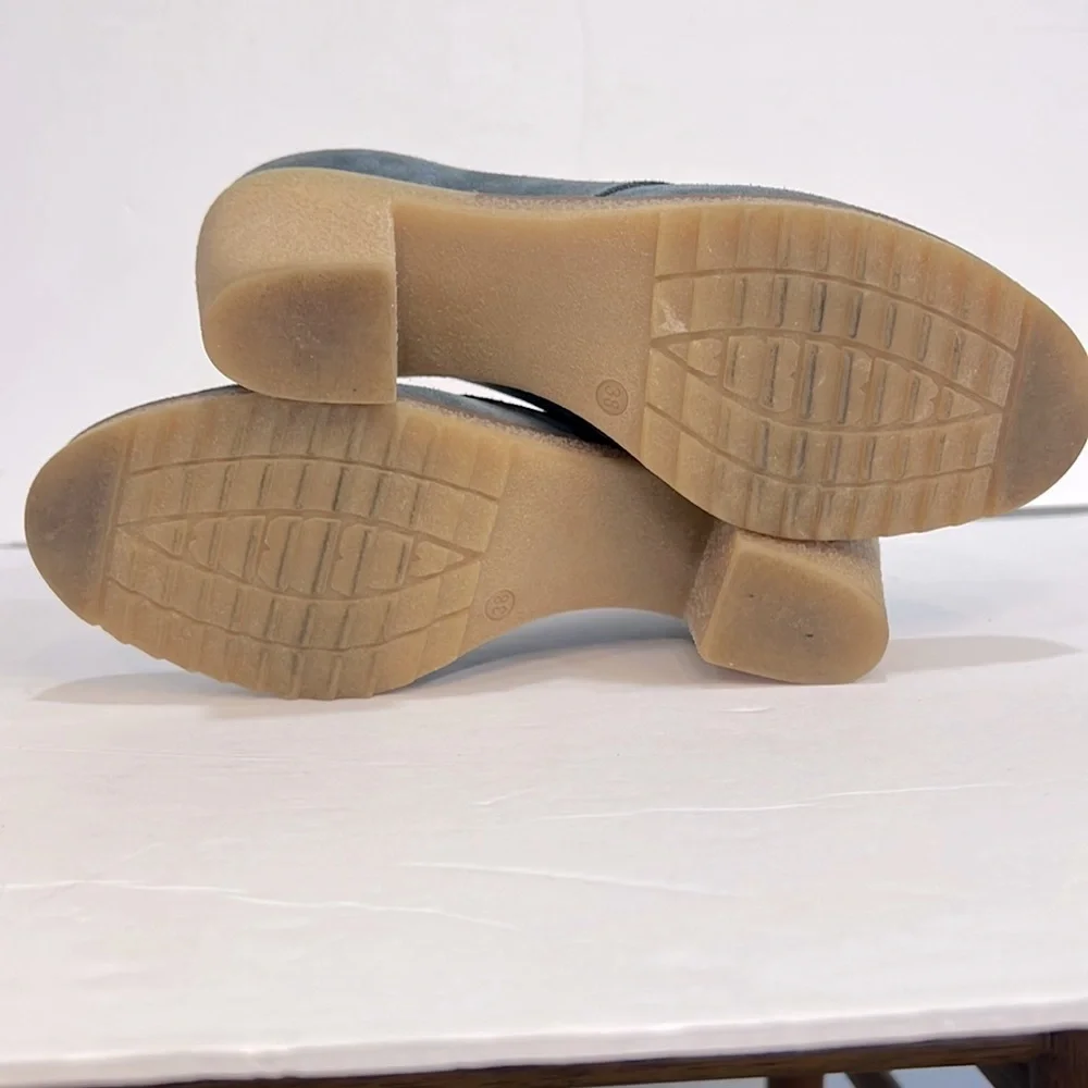 ANTHROPOLOGY JASPER AND JEERA BLUE SUEDE DESERT BOOT SZ 38 DENIM LOOK CREPE SOLE - Picture 5 of 8